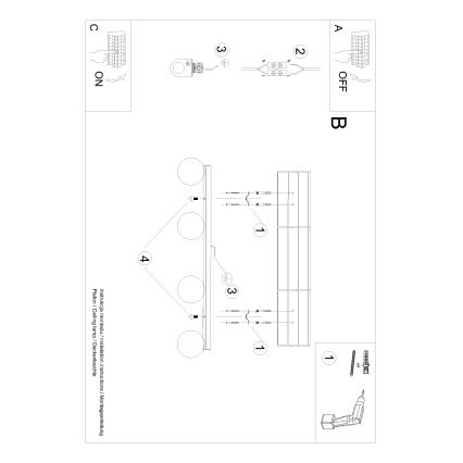 Plafon YOLI 4xG9/12W/230V czarny