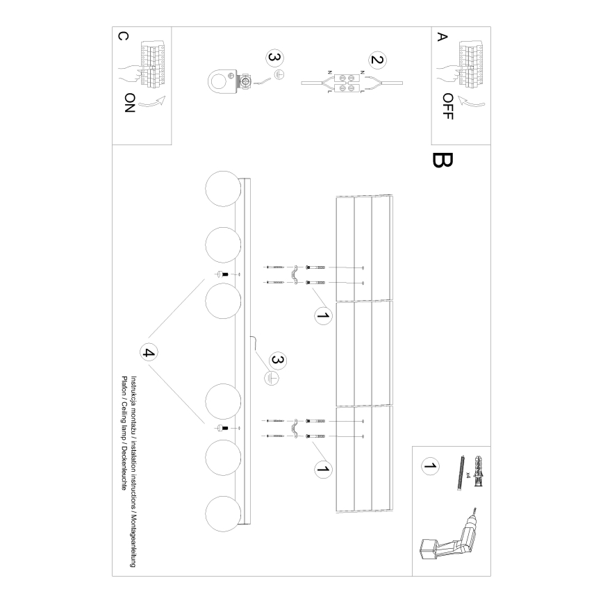 Lampa sufitowa YOLI 6xG9/12W/230V czarna