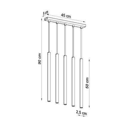 Żyrandol na lince PASTELO 5xG9/8W/230V złoty