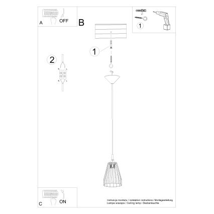 Żyrandol na lince LEYO 1xE27/15W/230V czarny