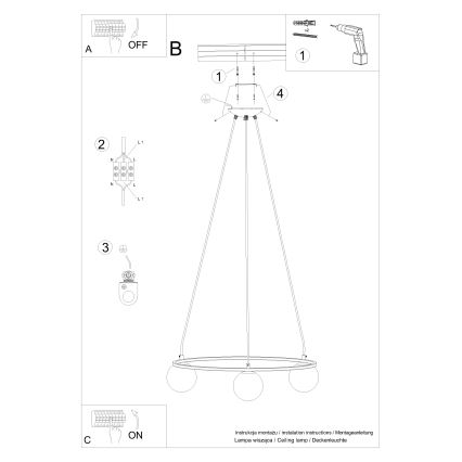 Żyrandol na lince YOLI 3xG9/8W/230V czarny