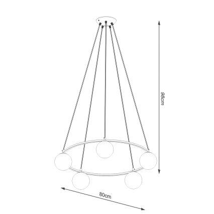 Żyrandol na lince YOLI 5xG9/8W/230V czarny