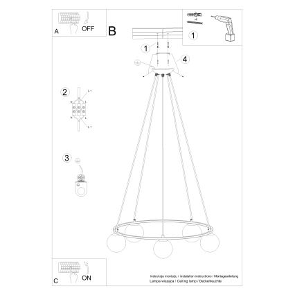 Żyrandol na lince YOLI 5xG9/8W/230V czarny