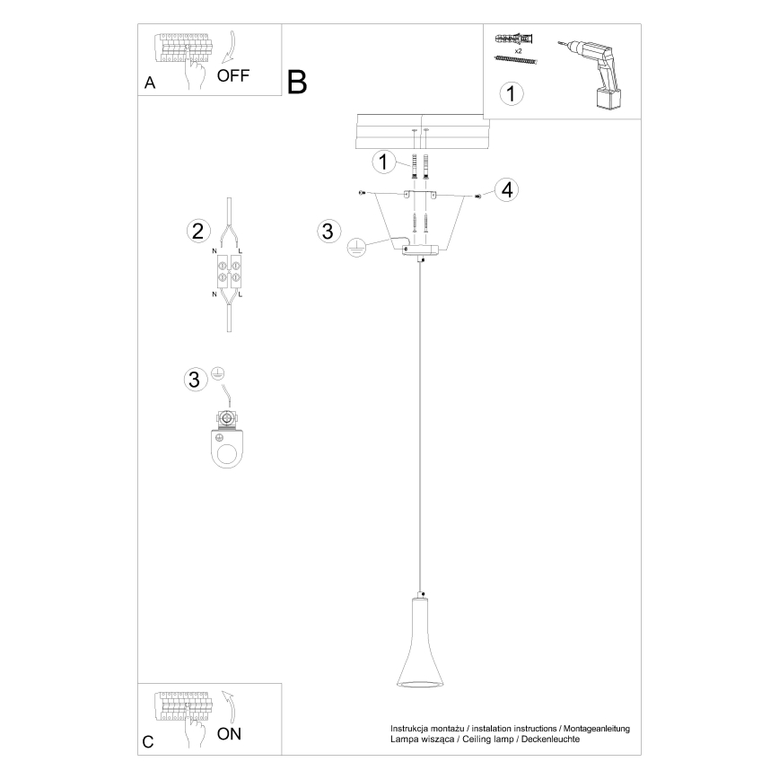 Żyrandol na lince REA 1xE14/12W/230V beton