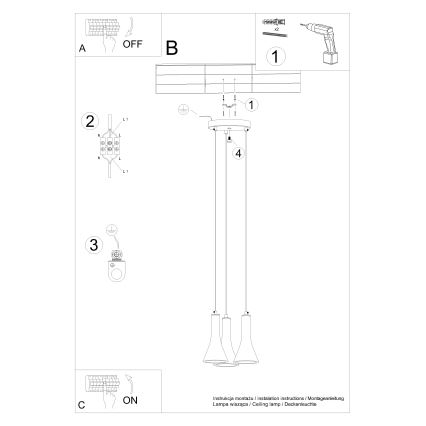 Żyrandol na lince REA 3xE14/12W/230V beton