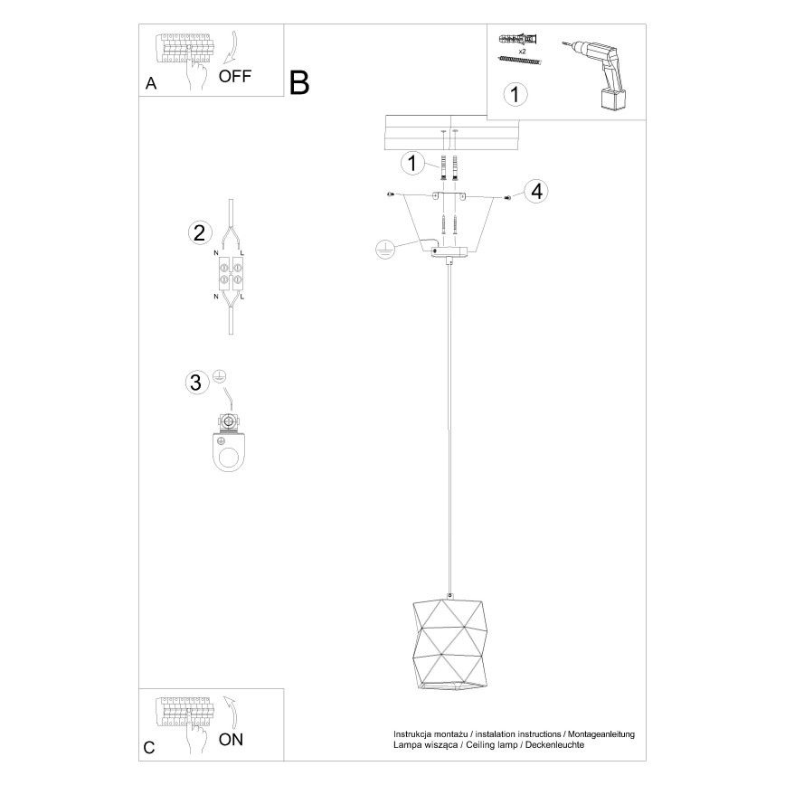 Żyrandol na lince GOBI 1xE27/15W/230V ceramika