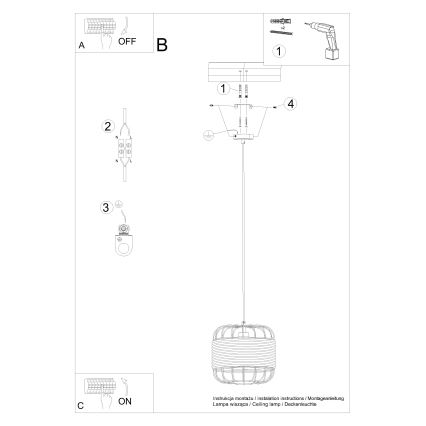 Żyrandol na lince FOST 1xE27/15W/230V