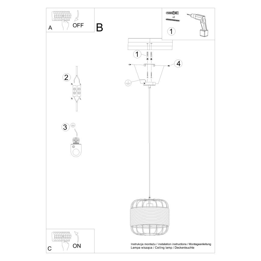Żyrandol na lince FOST 1xE27/15W/230V