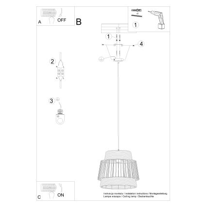 Żyrandol na lince BRILO 1xE27/15W/230V