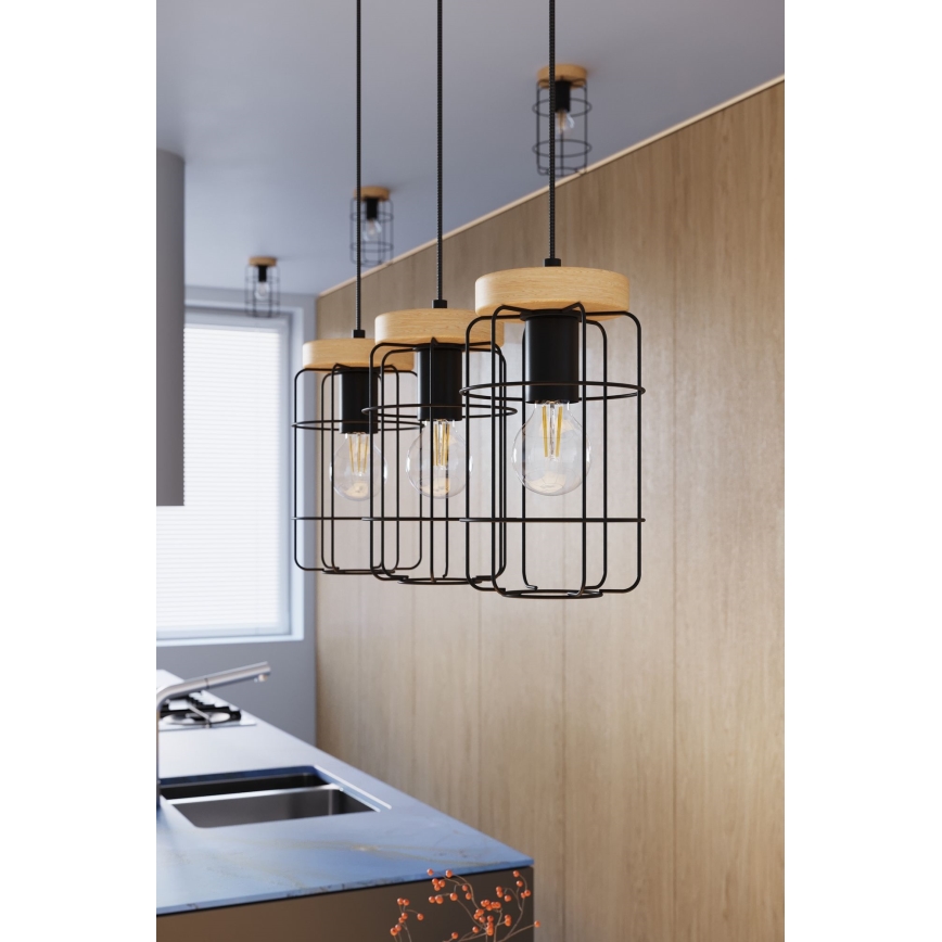 Lampa sufitowa GOTTO 1xE27/15W/230V czarna/buk