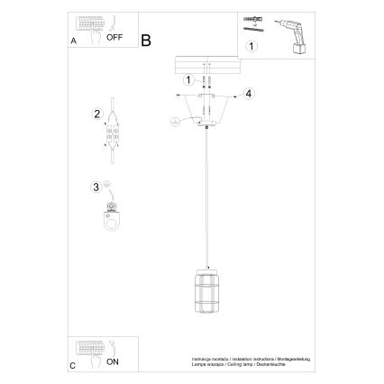 Żyrandol na lince GOTTO 1xE27/15W/230V czarny/buk