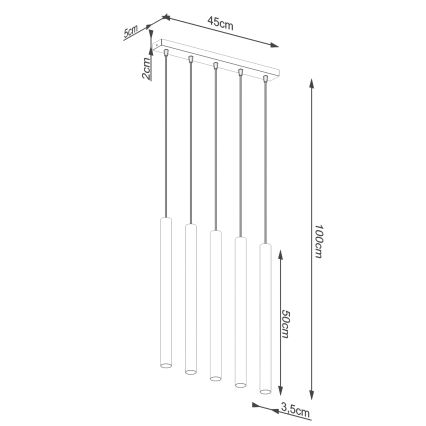 Żyrandol na lince PASTELO 5xG9/8W/230V beton