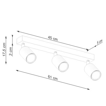 Oświetlenie punktowe VERDO 3xGU10/10W/230V białe/buk