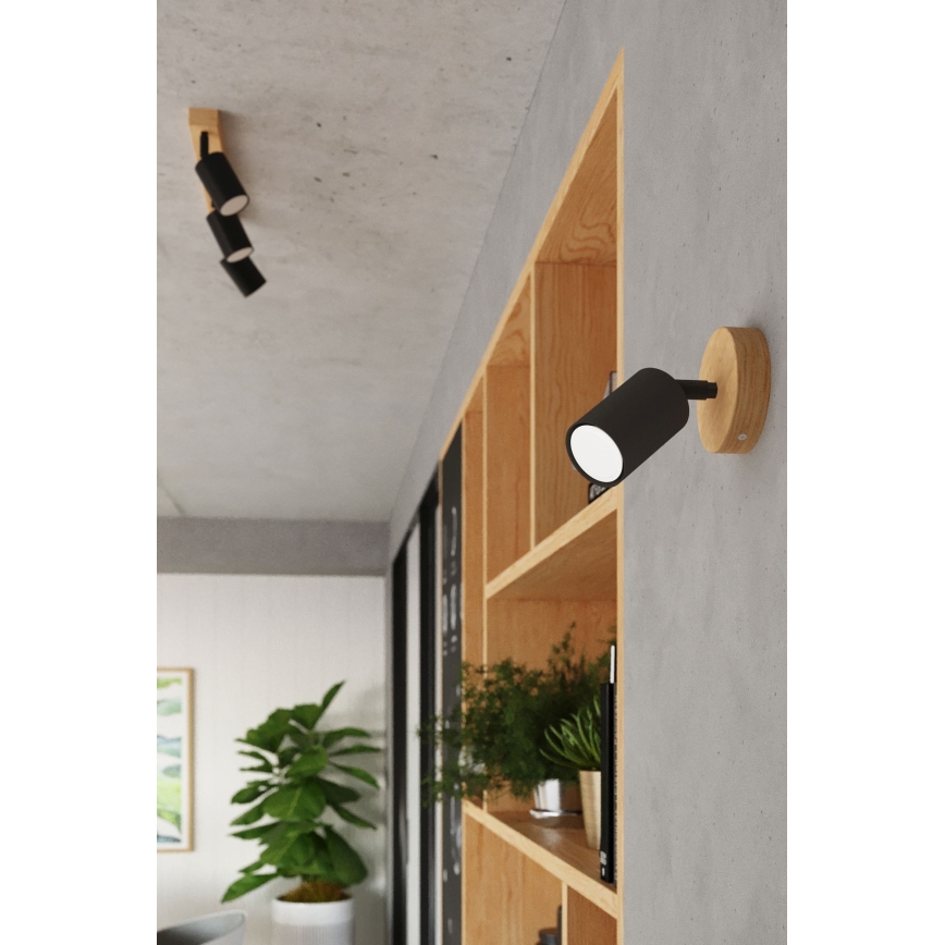 Oświetlenie punktowe VERDO 3xGU10/10W/230V czarne/buk