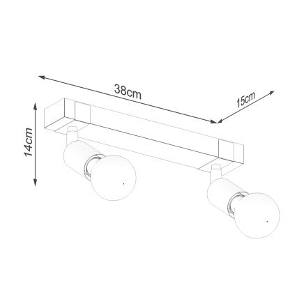 Oświetlenie punktowe ZUCA 2xE27/15W/230V czarne/dąb