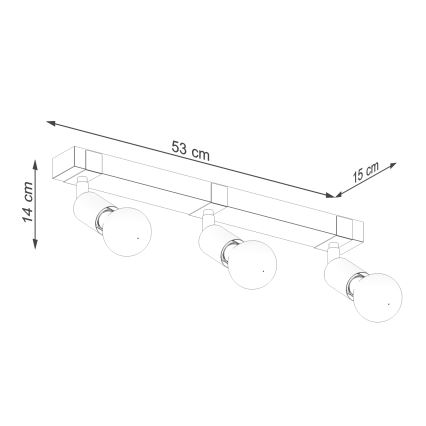 Oświetlenie punktowe ZUCA 3xE27/15W/230V czarne/dąb