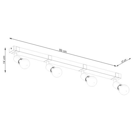 Oświetlenie punktowe ZUCA 4xE27/15W/230V czarne/dąb