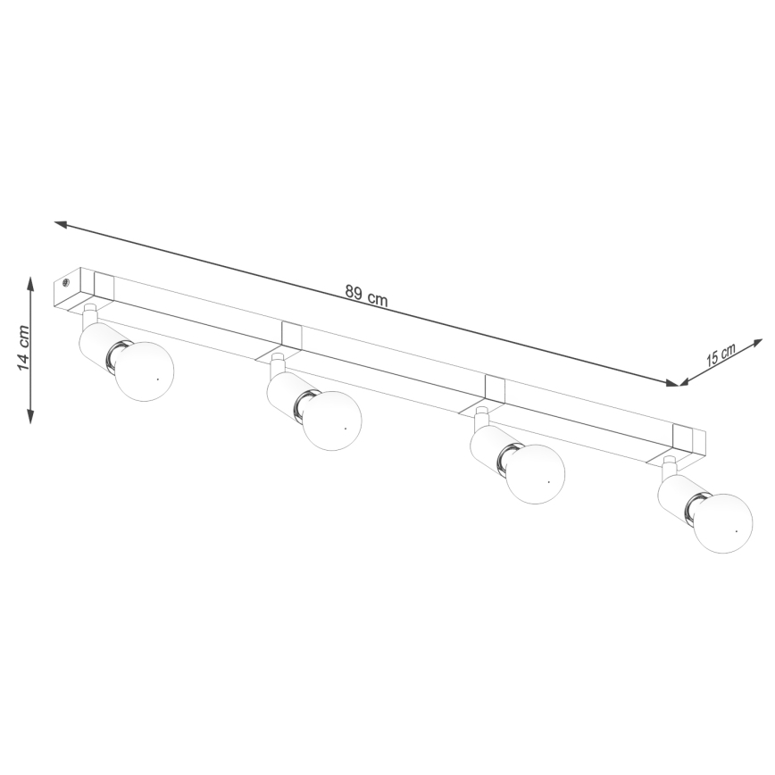 Oświetlenie punktowe ZUCA 4xE27/15W/230V czarne/dąb