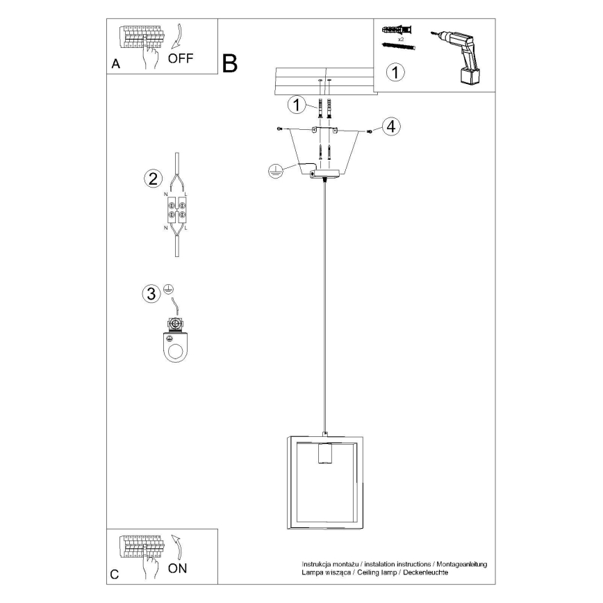 Żyrandol na lince ARIES 1xE27/15W/230V buk/biały