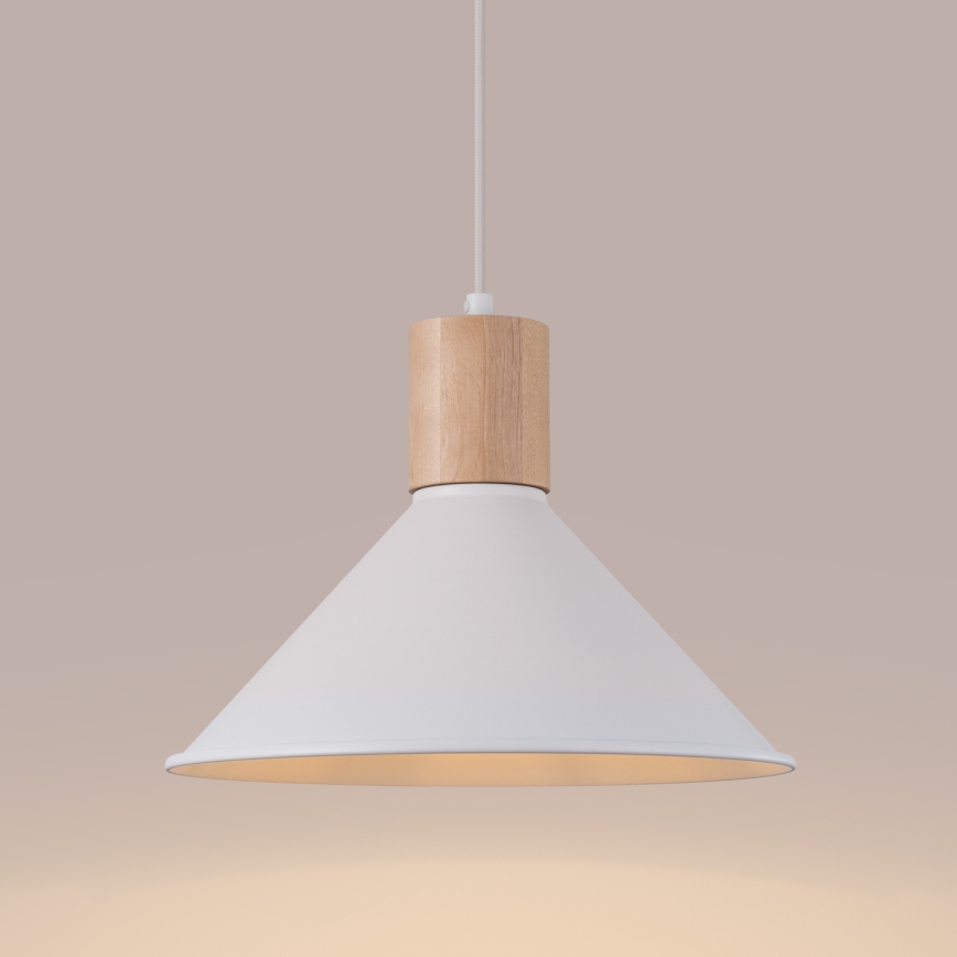 Żyrandol na lince JAGA 1xE27/15W/230V śr. 30 cm biały