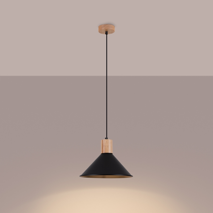 Żyrandol na lince JAGA 1xE27/15W/230V śr. 30 cm czarny