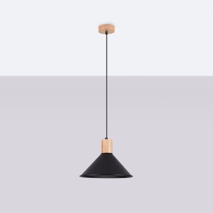 Żyrandol na lince JAGA 1xE27/15W/230V śr. 30 cm czarny
