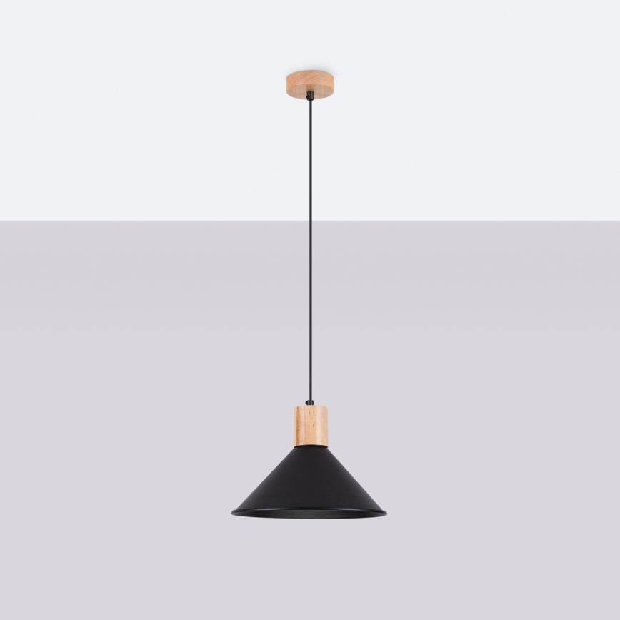 Żyrandol na lince JAGA 1xE27/15W/230V śr. 30 cm czarny