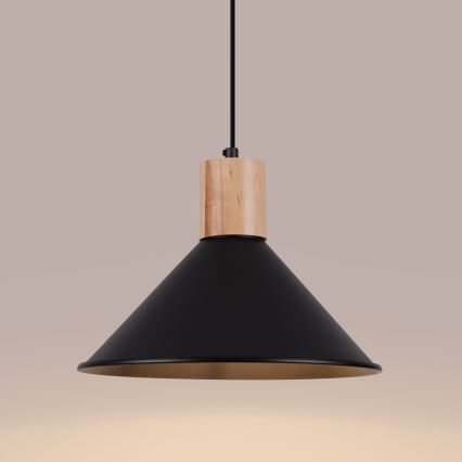 Żyrandol na lince JAGA 1xE27/15W/230V śr. 30 cm czarny