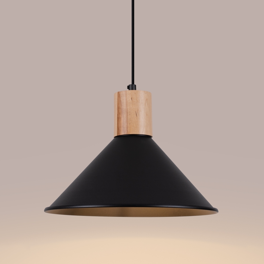 Żyrandol na lince JAGA 1xE27/15W/230V śr. 30 cm czarny
