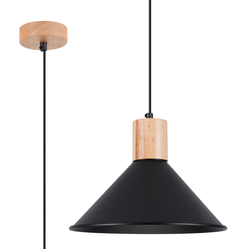 Żyrandol na lince JAGA 1xE27/15W/230V śr. 30 cm czarny