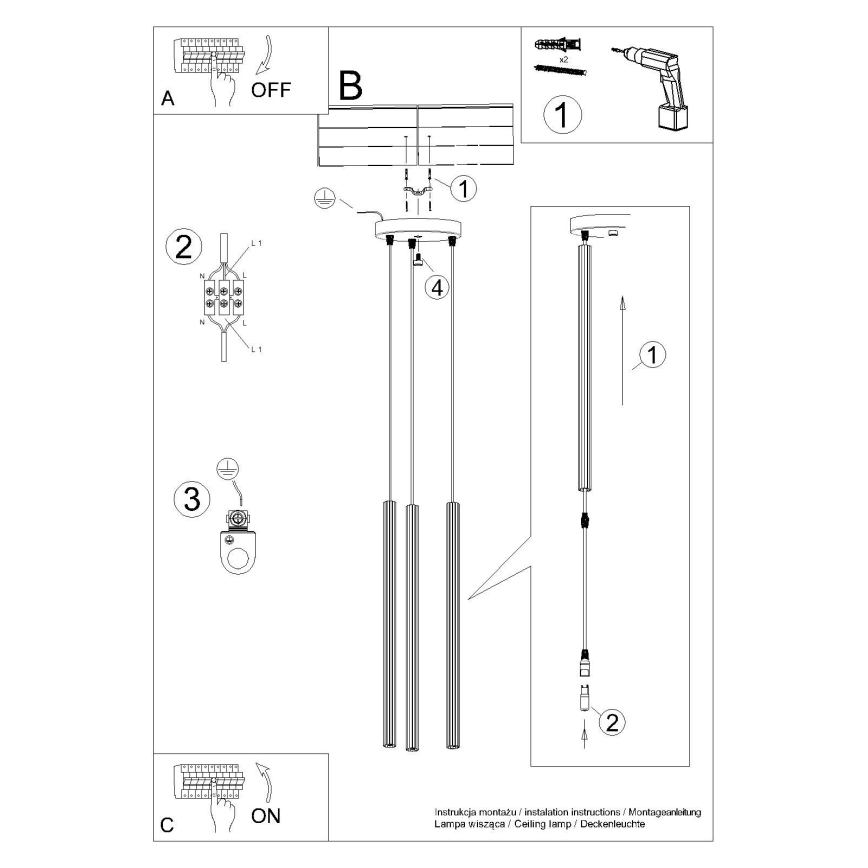 Żyrandol na lince ARCHE 3xG9/8W/230V białe