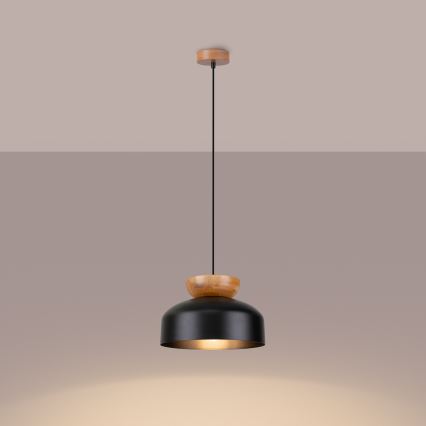 Żyrandol na lince MARION 1xE27/15W/230V śr. 29,5 cm czarny