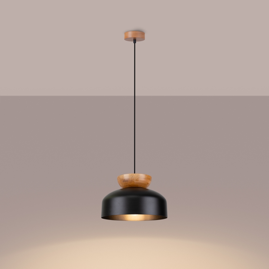 Żyrandol na lince MARION 1xE27/15W/230V śr. 29,5 cm czarny