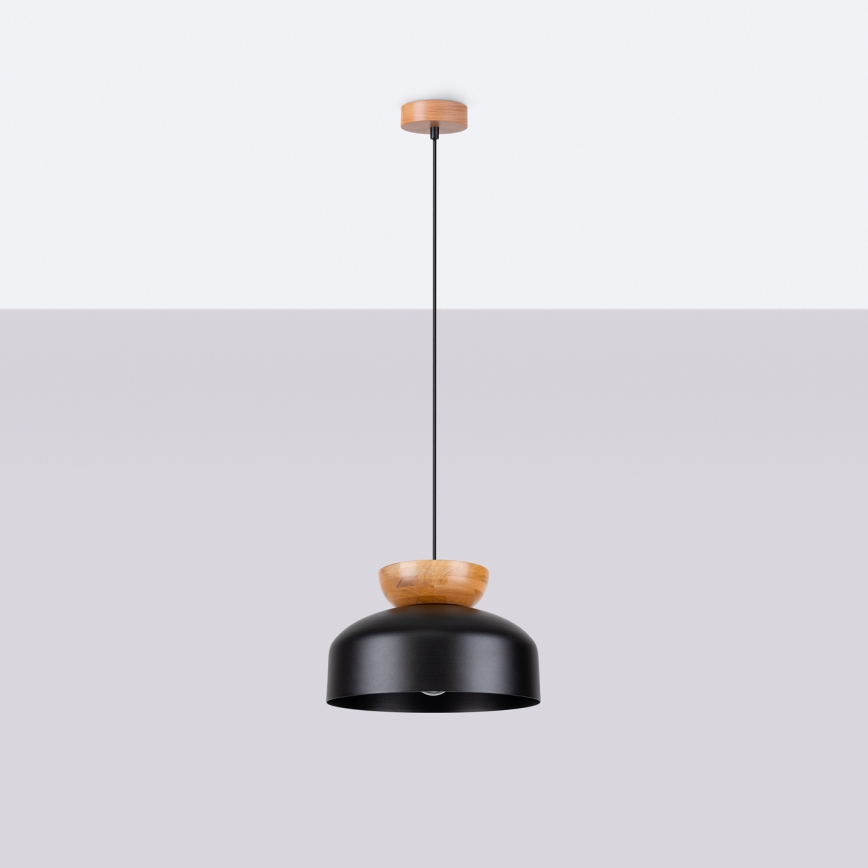 Żyrandol na lince MARION 1xE27/15W/230V śr. 29,5 cm czarny