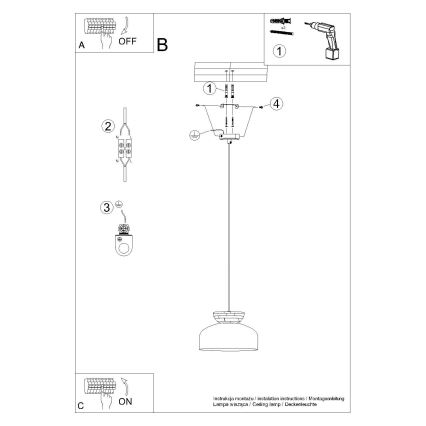 Żyrandol na lince MARION 1xE27/15W/230V śr. 29,5 cm czarny