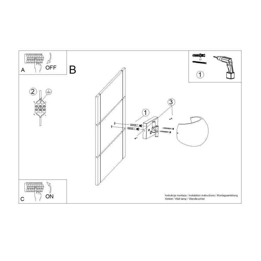 Kinkiet GLOBE 2xG9/8W/230V beton/szary