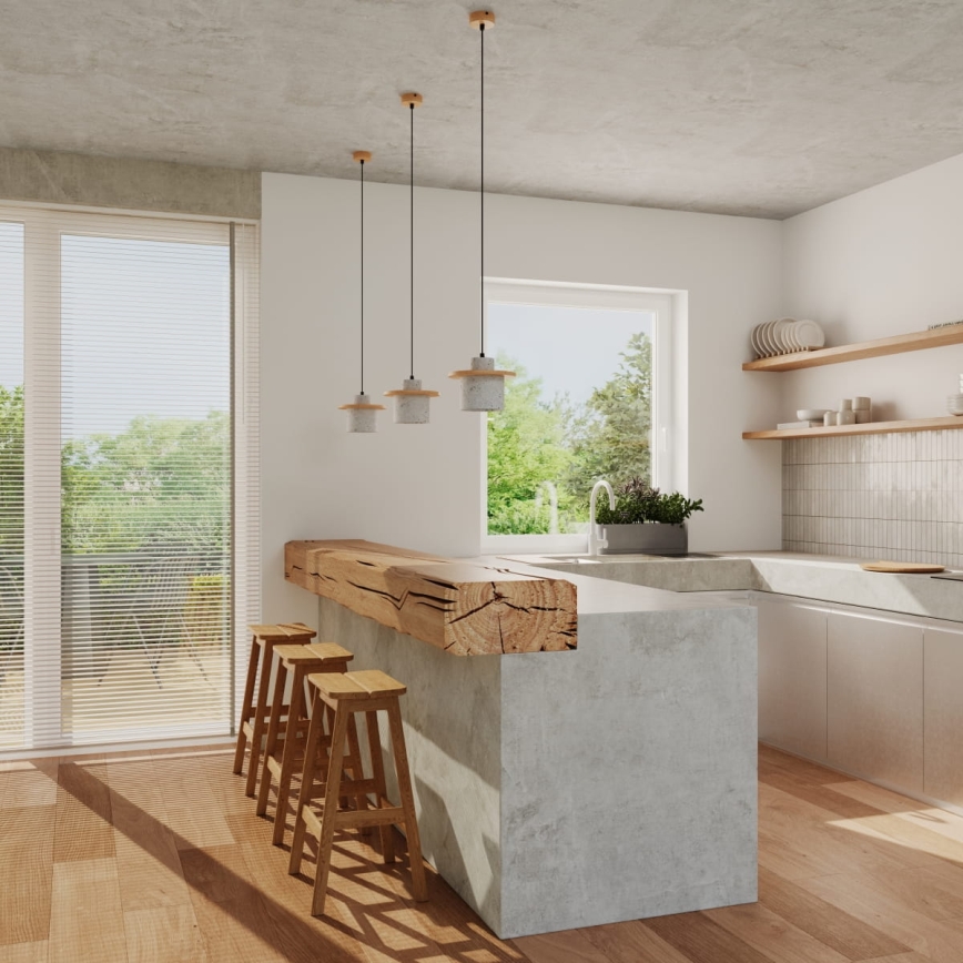 Lampa wisząca na przewodzie MAB, 1x E27/15W/230V, Ø 22 cm, beton/szary