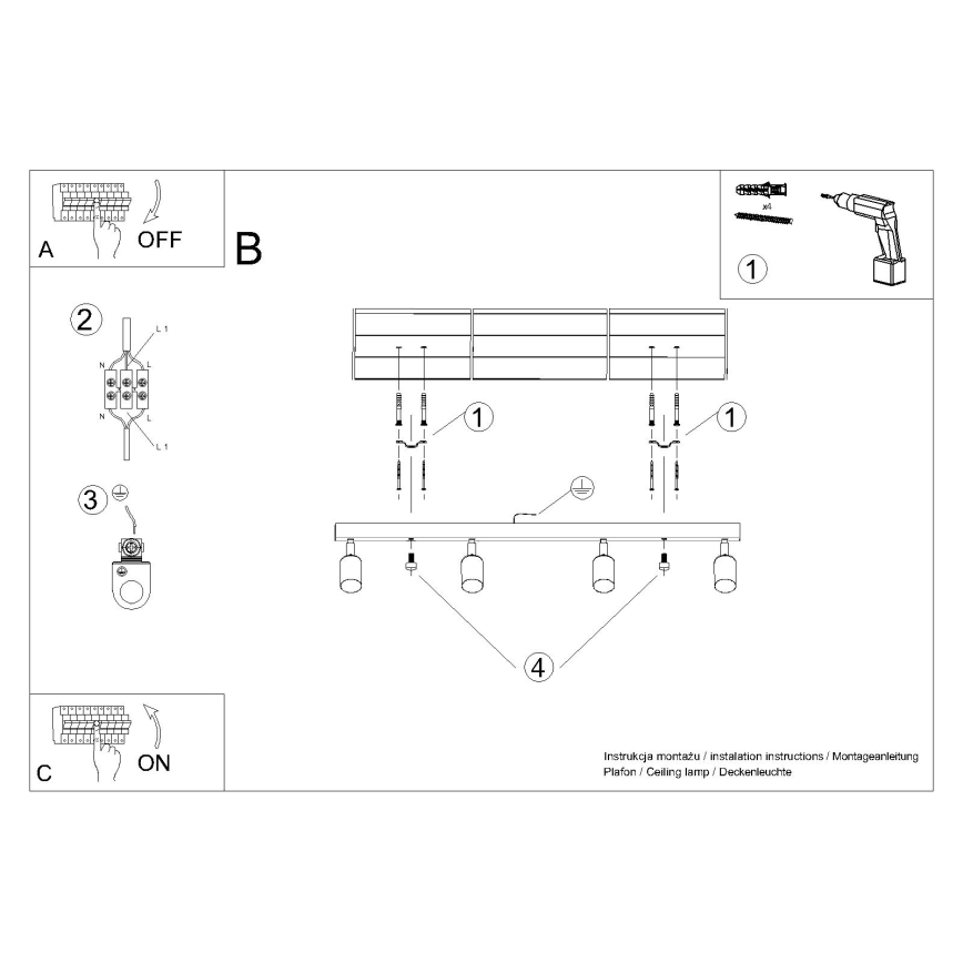 Oświetlenie punktowe WINX 4xGU10/10W/230V czarne/złote