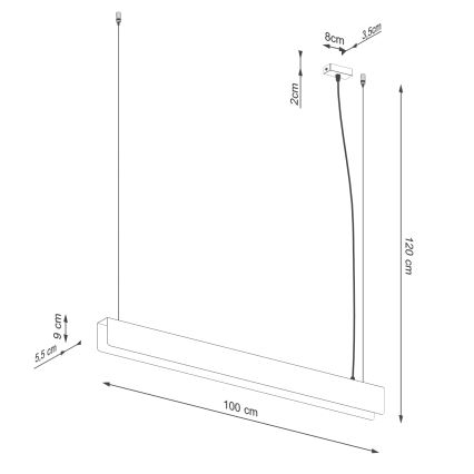 LED Żyrandol na lince SPARK 1xG13/8,5W/230V biały