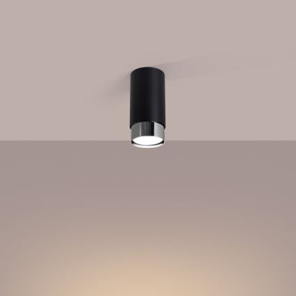 Oświetlenie punktowe NERO 1xGU10/10W/230V 12,5 cm czarny/chrom błyszczący