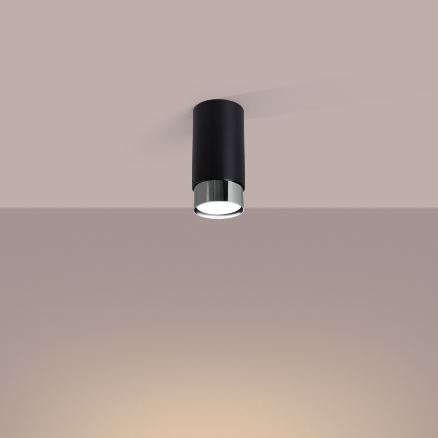 Oświetlenie punktowe NERO 1xGU10/10W/230V 12,5 cm czarny/chrom błyszczący