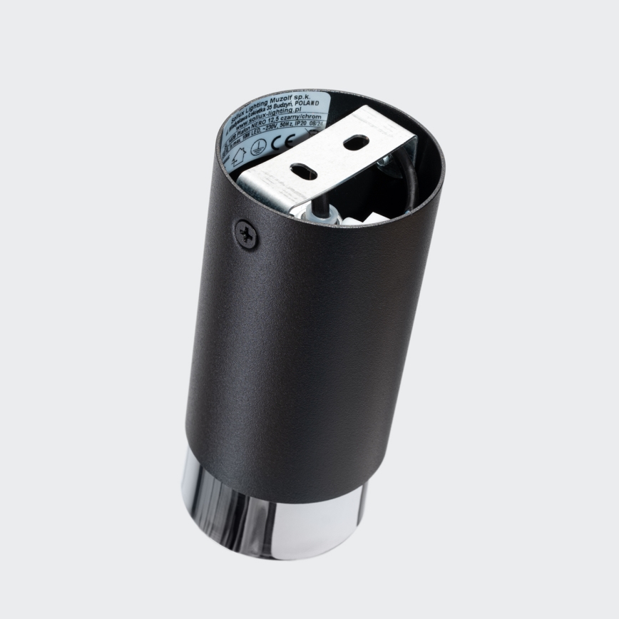 Oświetlenie punktowe NERO 1xGU10/10W/230V 12,5 cm czarny/chrom błyszczący