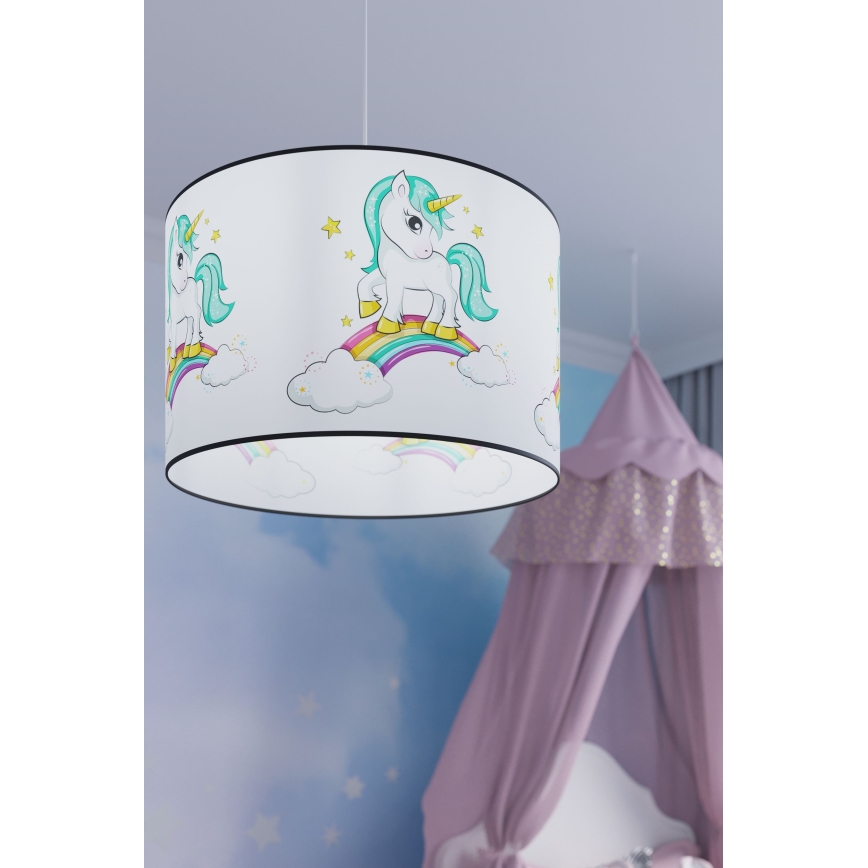 Żyrandol dziecięcy na lince UNICORN 1xE27/15W/230V śr. 30 cm jednorożec