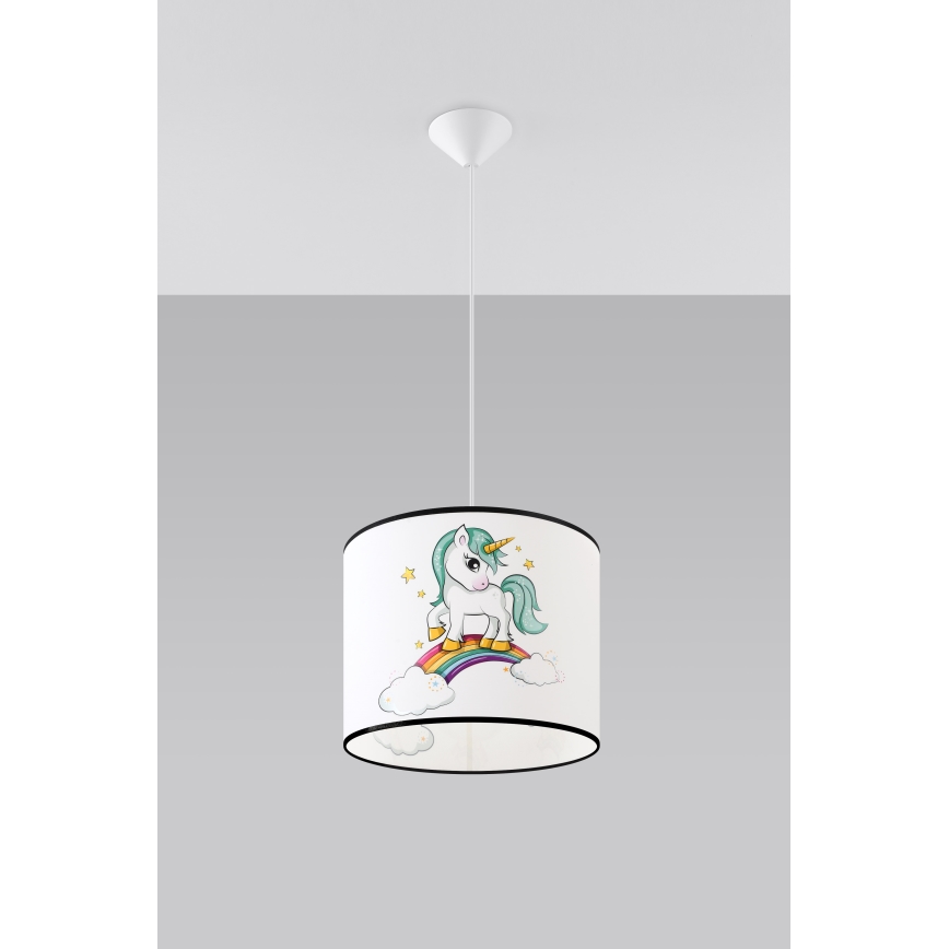 Żyrandol dziecięcy na lince UNICORN 1xE27/15W/230V śr. 30 cm jednorożec