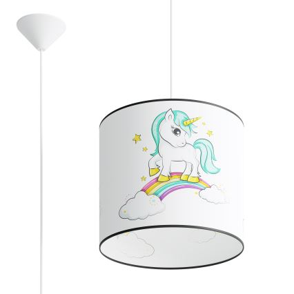 Żyrandol dziecięcy na lince UNICORN 1xE27/15W/230V śr. 30 cm jednorożec