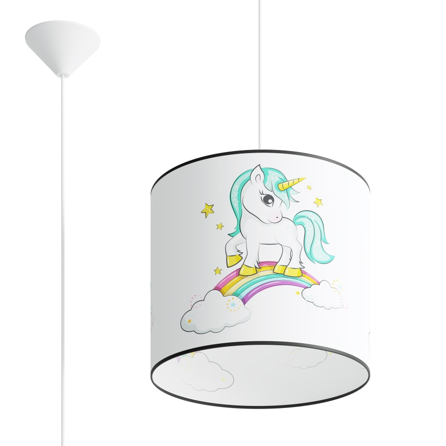 Żyrandol dziecięcy na lince UNICORN 1xE27/15W/230V śr. 30 cm jednorożec