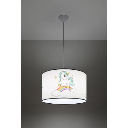 Żyrandol dziecięcy na lince UNICORN 1xE27/15W/230V śr. 40 cm jednorożec