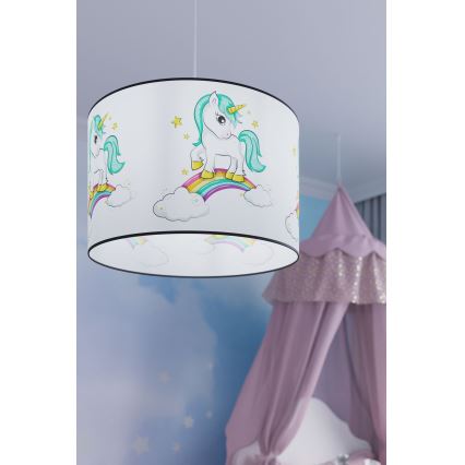 Żyrandol dziecięcy na lince UNICORN 1xE27/15W/230V śr. 40 cm jednorożec