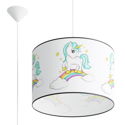 Żyrandol dziecięcy na lince UNICORN 1xE27/15W/230V śr. 40 cm jednorożec