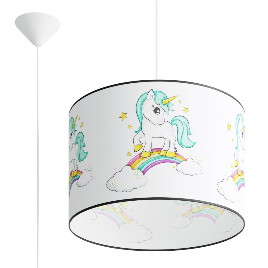 Żyrandol dziecięcy na lince UNICORN 1xE27/15W/230V śr. 40 cm jednorożec